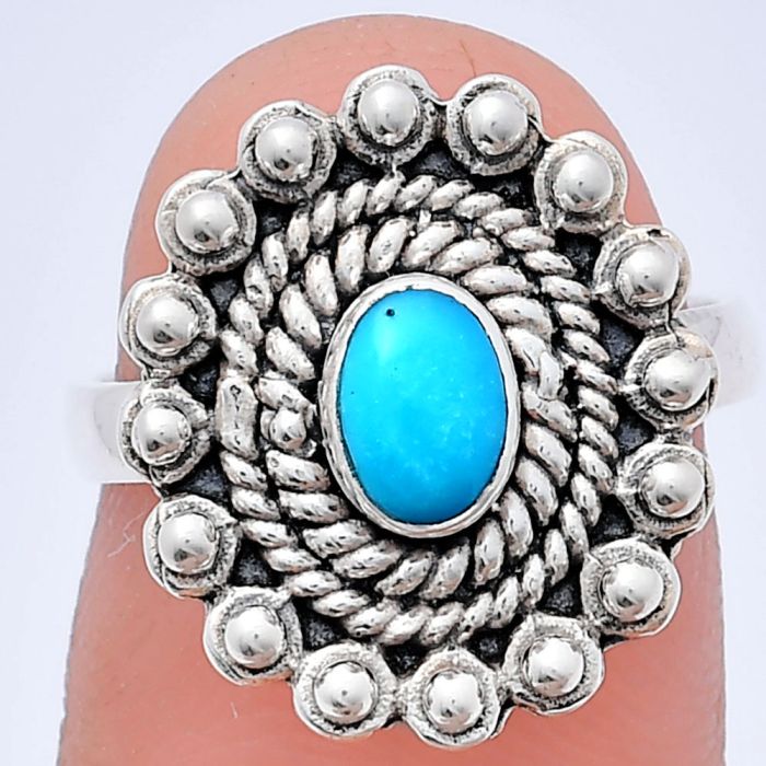 Sleeping Beauty Turquoise Ring size-6 EXR02610 R-1124, 6x4 mm