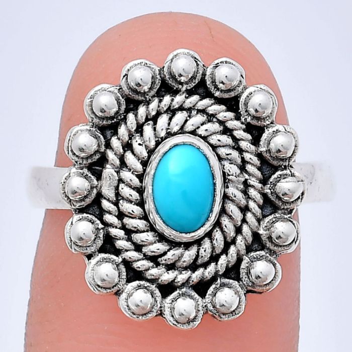 Sleeping Beauty Turquoise Ring size-8 EXR02611 R-1124, 6x4 mm