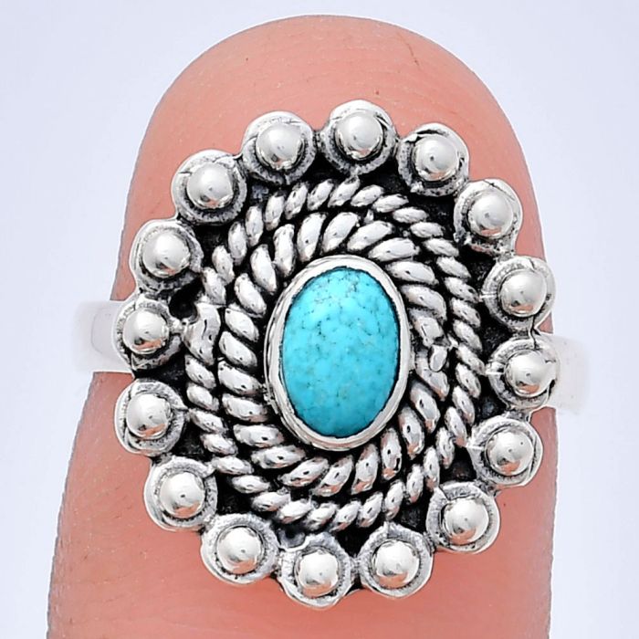 Sleeping Beauty Turquoise Ring size-6 EXR02612 R-1124, 6x4 mm