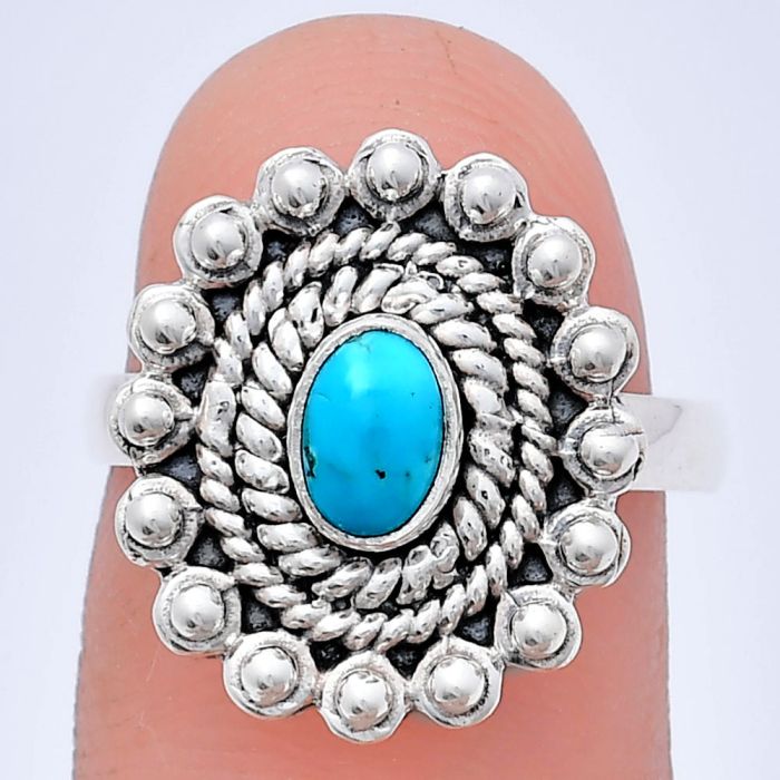 Sleeping Beauty Turquoise Ring size-7 EXR02613 R-1124, 6x4 mm