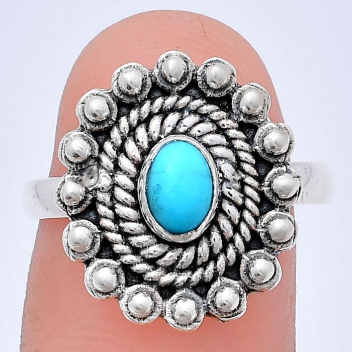 Sleeping Beauty Turquoise Ring size-8 EXR02614 R-1124, 6x4 mm