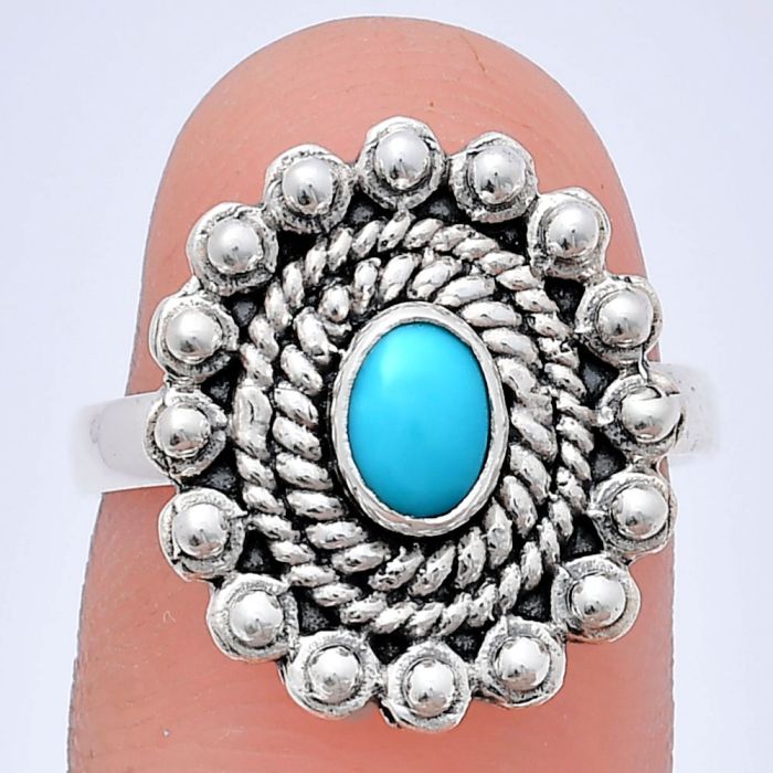 Sleeping Beauty Turquoise Ring size-7 EXR02615 R-1124, 6x4 mm