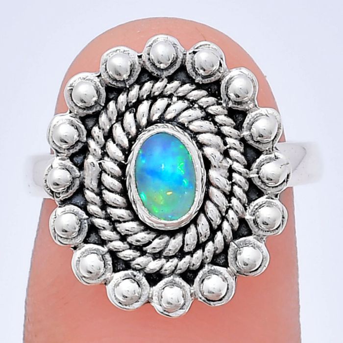 Ethiopian Opal Ring size-7 EXR02621 R-1124, 6x4 mm