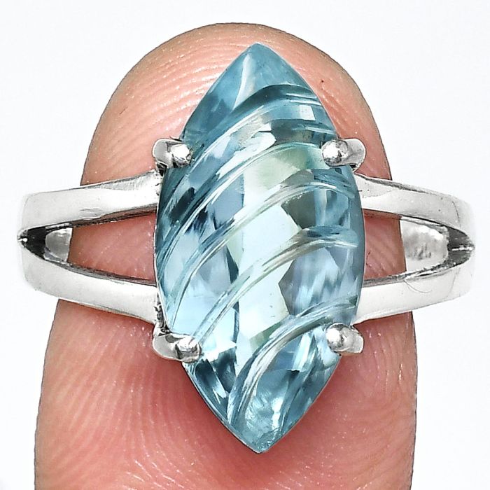 Sky Blue Topaz Ring size-8 EXR02629 R-1019, 9x18 mm