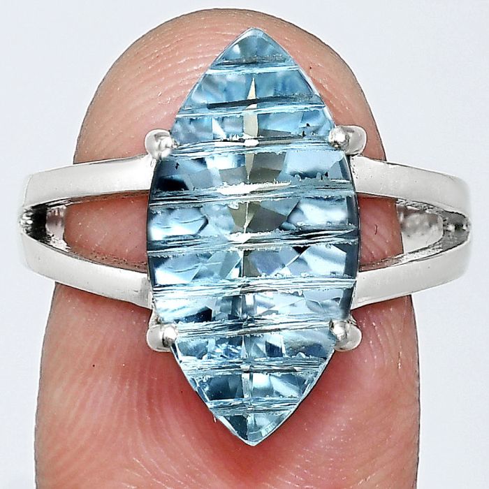 Sky Blue Topaz Ring size-8 EXR02647 R-1019, 9x18 mm