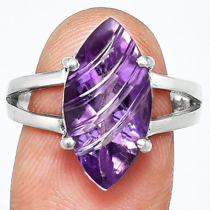 Amethyst Ring size-8 EXR02648 R-1019, 9x18 mm