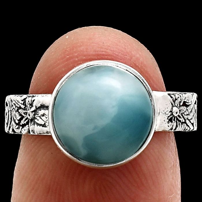 Larimar (Dominican Republic) Ring size-7 EXR02668 R-1055, 10x10 mm