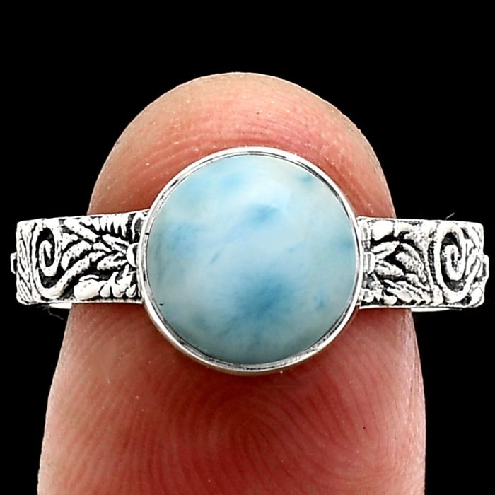 Larimar (Dominican Republic) Ring size-9 EXR02670 R-1055, 9x9 mm