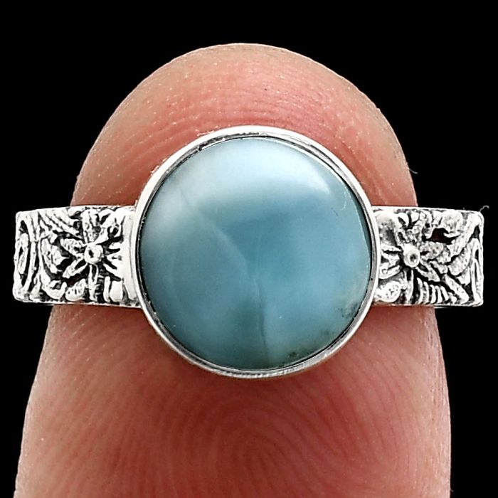 Larimar (Dominican Republic) Ring size-6 EXR02672 R-1055, 9x9 mm