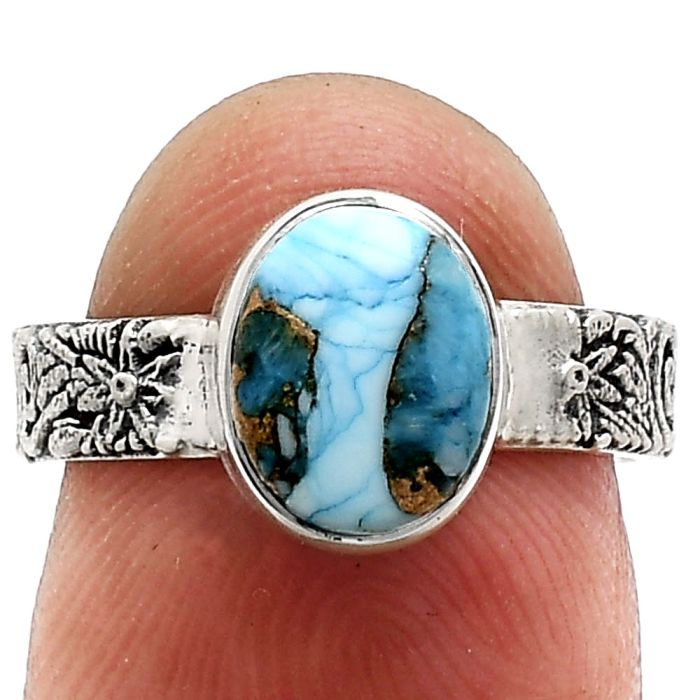 Spiny Oyster Turquoise Ring size-6 EXR02687 R-1055, 7x9 mm