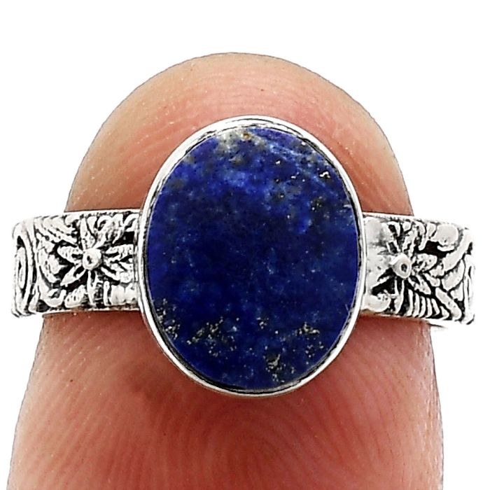 Lapis Lazuli Ring size-6 EXR02689 R-1055, 8x10 mm