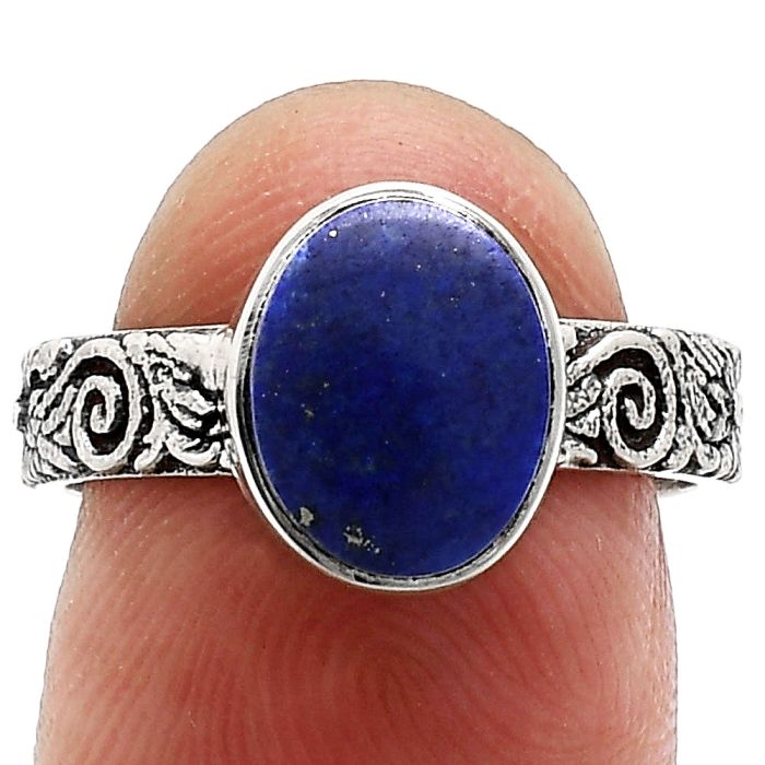 Lapis Lazuli Ring size-7 EXR02697 R-1055, 8x10 mm