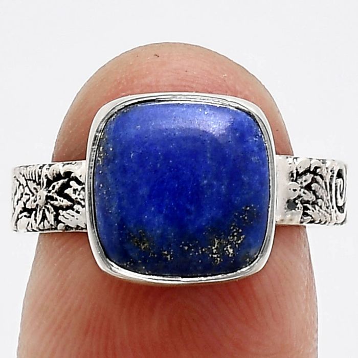 Lapis Lazuli Ring size-7 EXR02698 R-1055, 10x10 mm