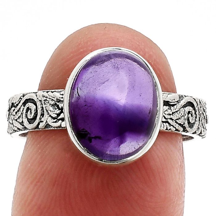 Super 23 Amethyst Mineral From Auralite Ring size-8 EXR02703 R-1055, 9x11 mm