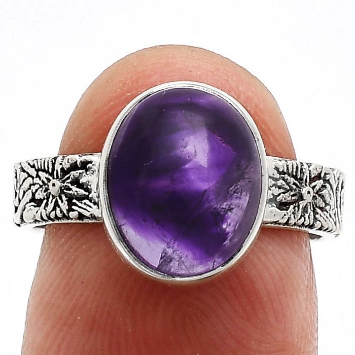 Super 23 Amethyst Mineral From Auralite Ring size-7 EXR02704 R-1055, 9x11 mm