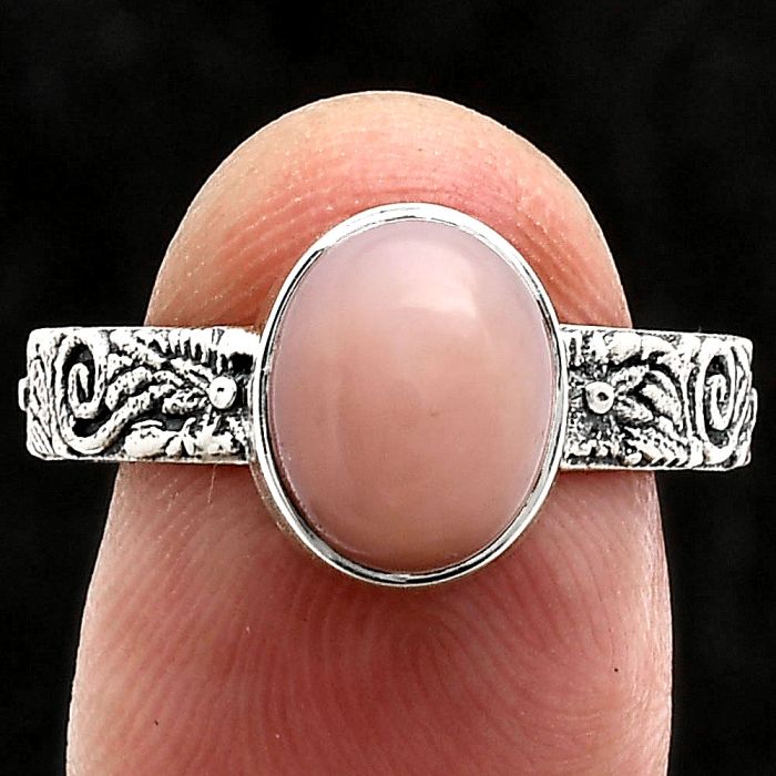 Pink Opal Ring size-9 EXR02708 R-1055, 8x10 mm