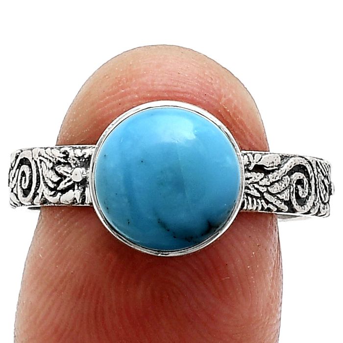 Sleeping Beauty Turquoise Ring size-9 EXR02710 R-1055, 9x9 mm