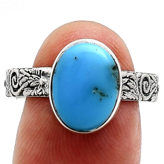 Sleeping Beauty Turquoise Ring size-9 EXR02713 R-1055, 9x12 mm