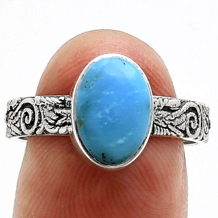 Sleeping Beauty Turquoise Ring size-8 EXR02718 R-1055, 7x10 mm