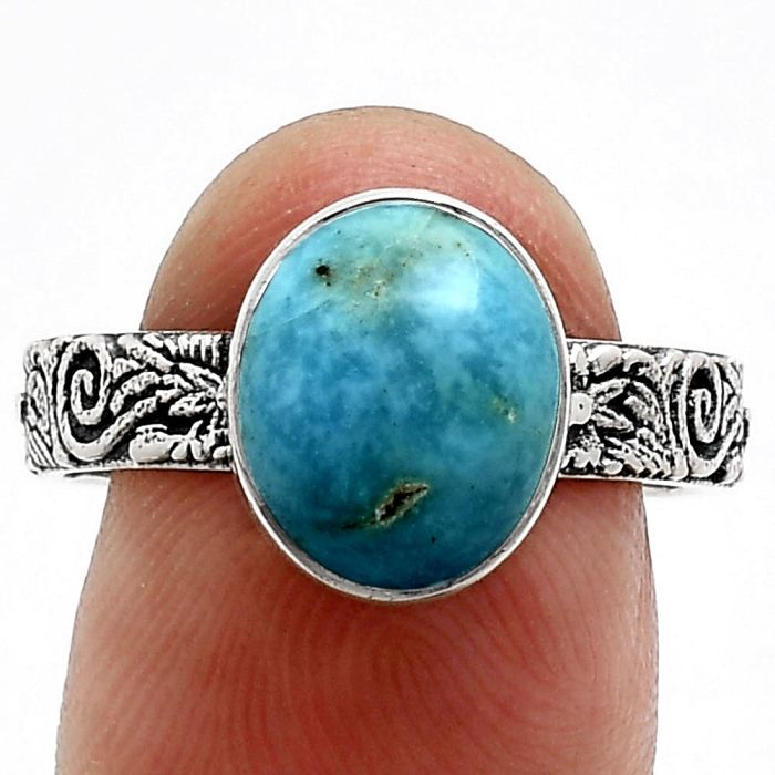 Sleeping Beauty Turquoise Ring size-9 EXR02720 R-1055, 9x11 mm