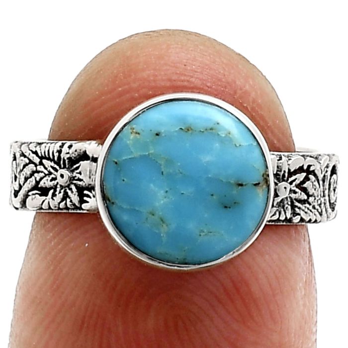 Sleeping Beauty Turquoise Ring size-6 EXR02722 R-1055, 9x9 mm