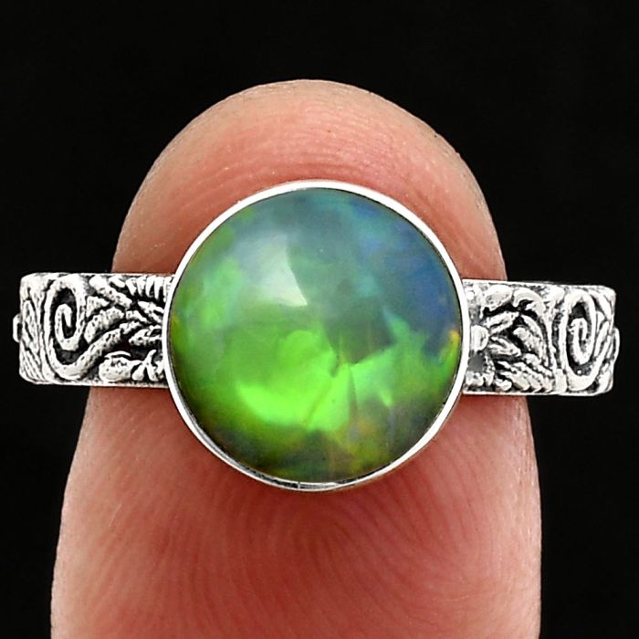 Ethiopian Opal Ring size-9 EXR02727 R-1055, 10x10 mm