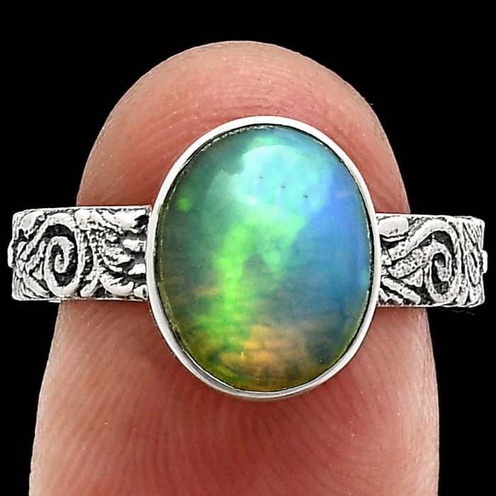 Ethiopian Opal Ring size-8 EXR02734 R-1055, 9x11 mm