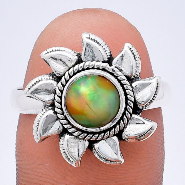 Sun - Ethiopian Opal Ring size-9 EXR02765 R-1617, 7x7 mm