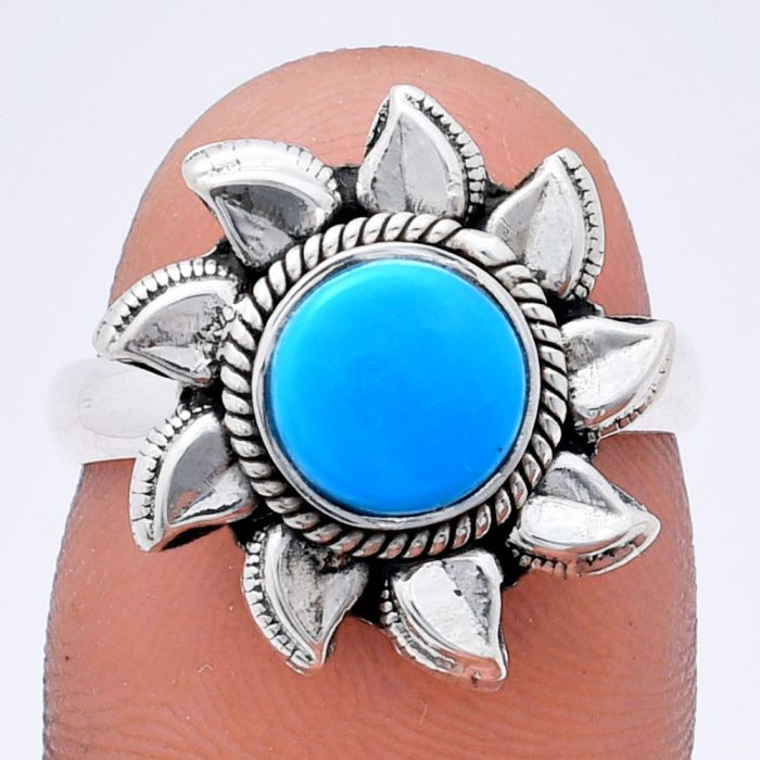 Sun - Sleeping Beauty Turquoise Ring size-7 EXR02769 R-1617, 7x7 mm