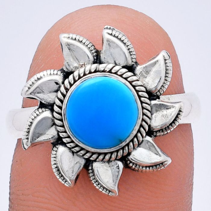 Sun - Sleeping Beauty Turquoise Ring size-8 EXR02783 R-1617, 7x7 mm