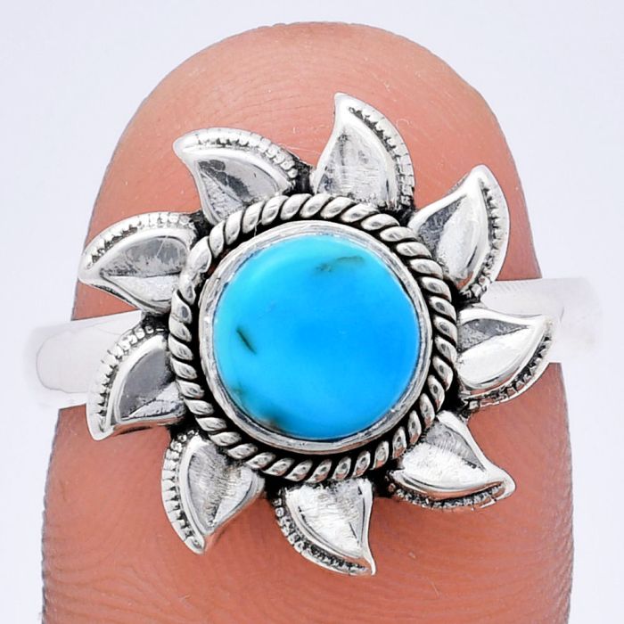 Sun - Sleeping Beauty Turquoise Ring size-9 EXR02801 R-1617, 7x7 mm