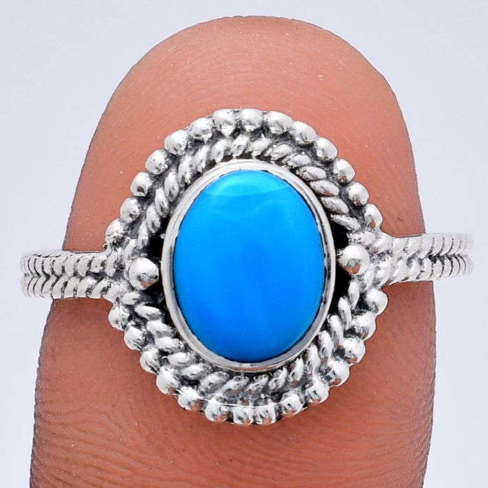 Sleeping Beauty Turquoise Ring size-8.5 EXR02803 R-1729, 7x9 mm