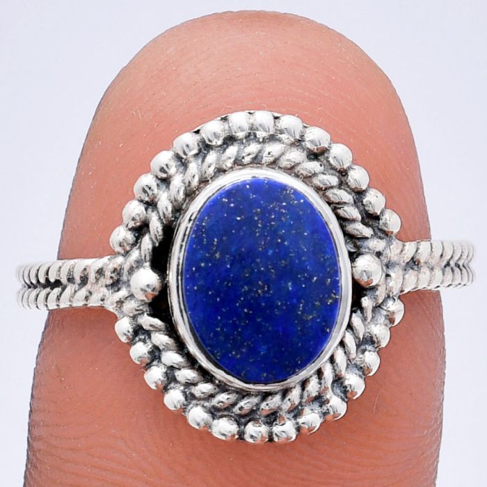 Lapis Lazuli Ring size-8 EXR02805 R-1729, 7x9 mm