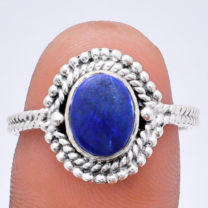 Lapis Lazuli Ring size-8.5 EXR02810 R-1729, 7x9 mm