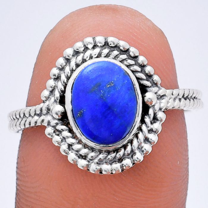 Lapis Lazuli Ring size-9 EXR02812 R-1729, 7x9 mm