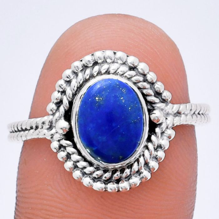 Lapis Lazuli Ring size-8.5 EXR02818 R-1729, 7x9 mm