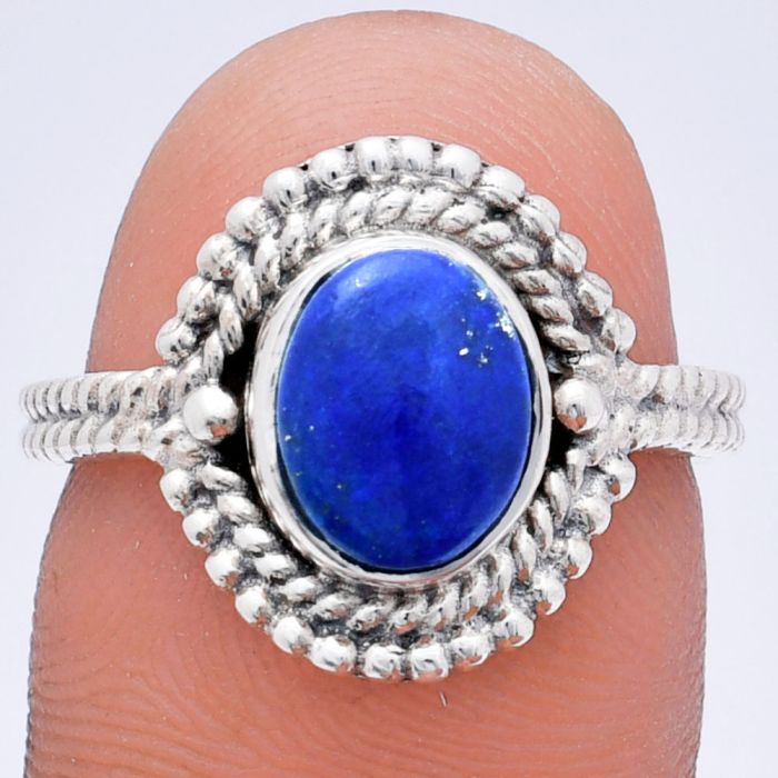 Lapis Lazuli Ring size-7 EXR02819 R-1729, 7x9 mm