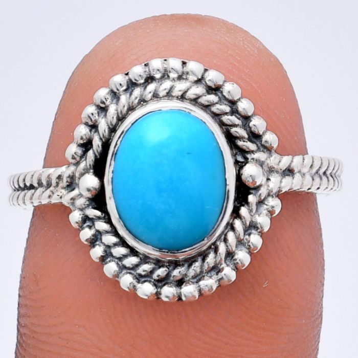 Sleeping Beauty Turquoise Ring size-8 EXR02820 R-1729, 7x9 mm