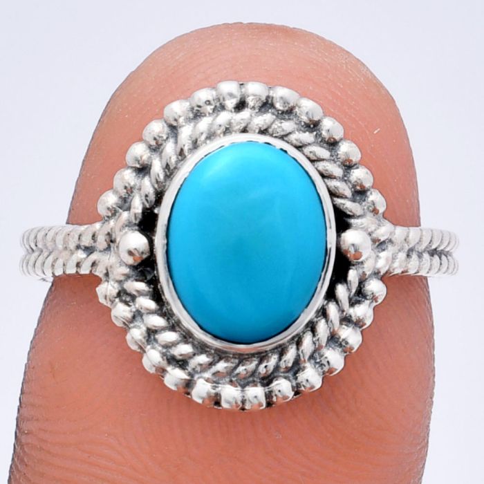 Sleeping Beauty Turquoise Ring size-7 EXR02821 R-1729, 7x9 mm