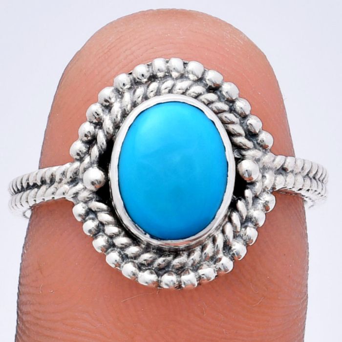 Sleeping Beauty Turquoise Ring size-8 EXR02824 R-1729, 7x9 mm