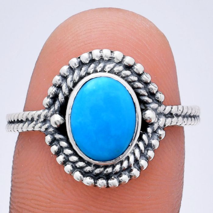 Sleeping Beauty Turquoise Ring size-8.5 EXR02825 R-1729, 7x9 mm