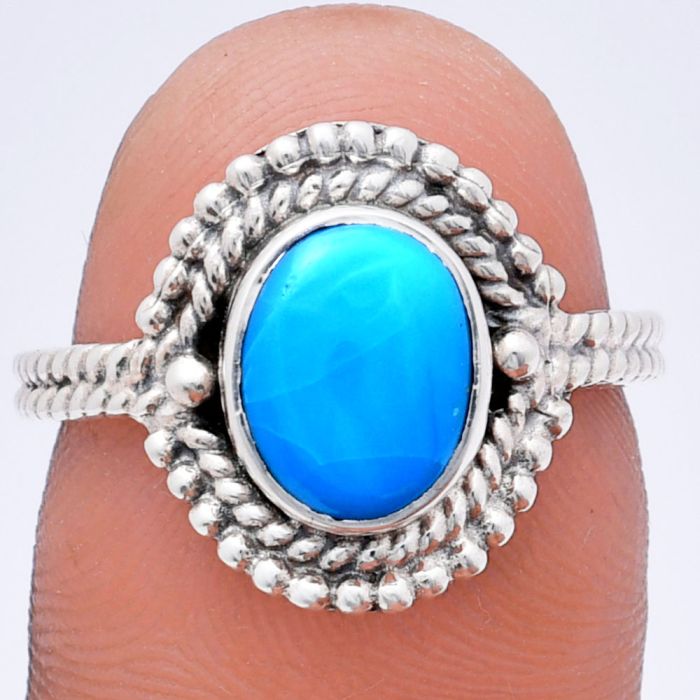 Sleeping Beauty Turquoise Ring size-7 EXR02835 R-1729, 7x9 mm