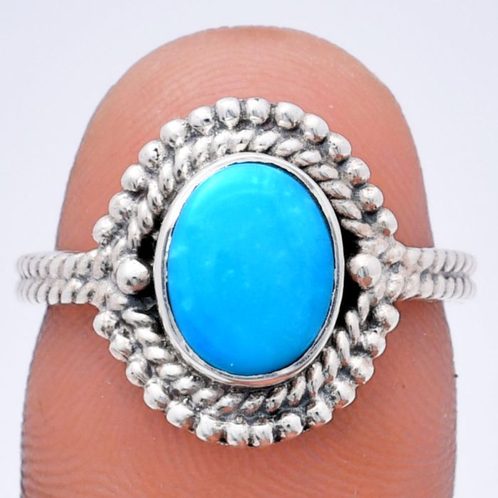 Sleeping Beauty Turquoise Ring size-7 EXR02840 R-1729, 7x9 mm