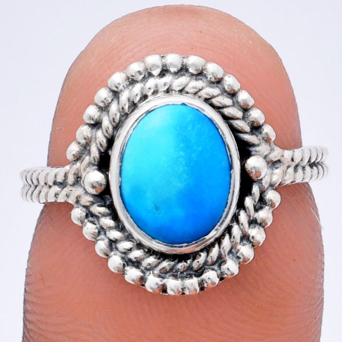 Sleeping Beauty Turquoise Ring size-6 EXR02843 R-1729, 7x9 mm