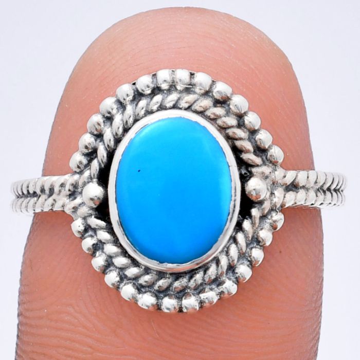 Sleeping Beauty Turquoise Ring size-8 EXR02845 R-1729, 7x9 mm