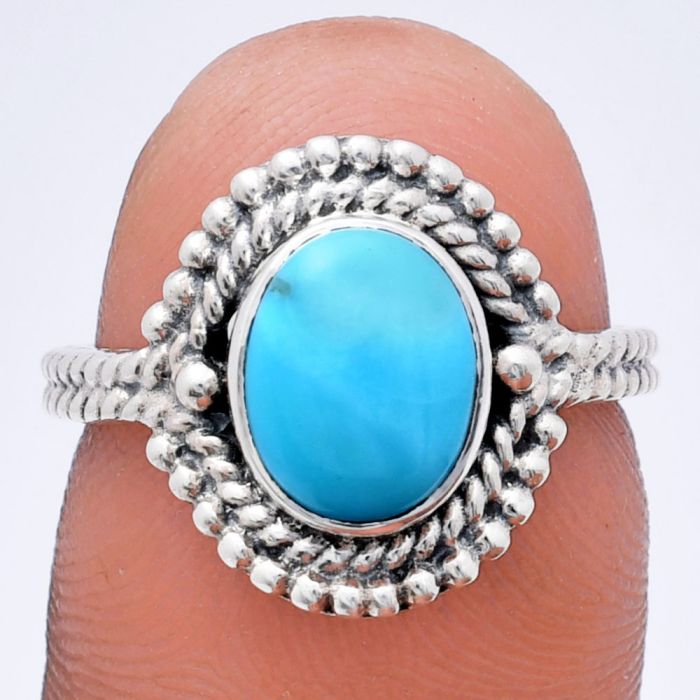 Sleeping Beauty Turquoise Ring size-6 EXR02848 R-1729, 7x9 mm