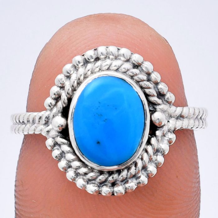 Sleeping Beauty Turquoise Ring size-7 EXR02850 R-1729, 7x9 mm