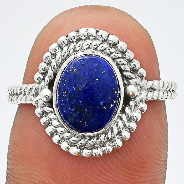 Lapis Lazuli Ring size-7 EXR02852 R-1729, 7x9 mm