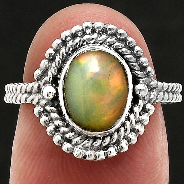 Ethiopian Opal Ring size-6 EXR02856 R-1729, 7x9 mm