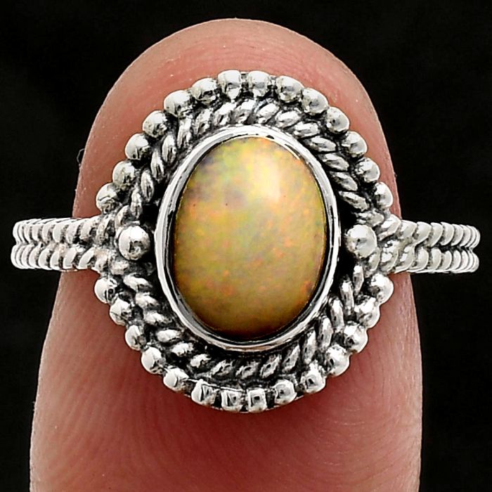 Ethiopian Opal Ring size-8 EXR02860 R-1729, 7x9 mm